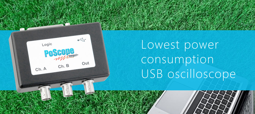 Lowest power consumption USB oscilloscope