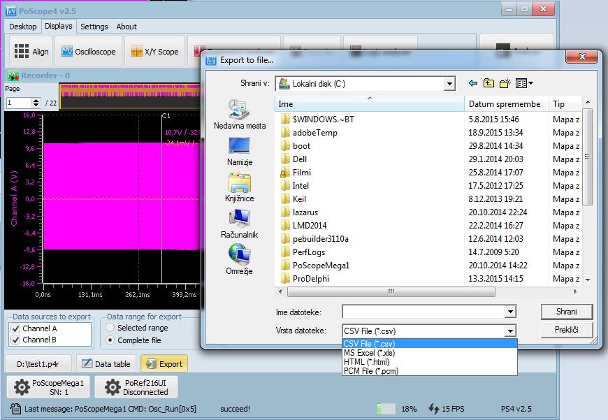 Export to CSV format