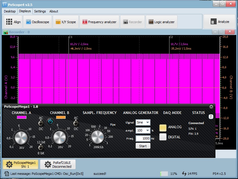 Set up the PoScopeMega1