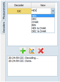 Right panel with I2C decoder