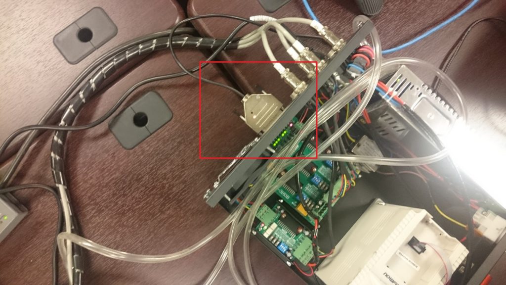 PoKeys57CNCdb25 with Mach3 running on a desktop CNC