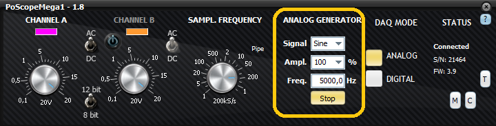 Control GUI for PoScopMega1+ 