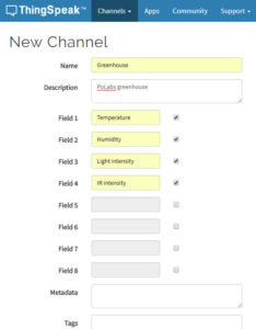 Picture 2: Channel configuration on ThingSpeak