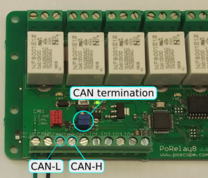 Picture 4: CAN connections and termination jumpers