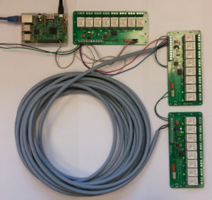 Picture 2: Raspberry Pi and 3 PoRelay8 boards