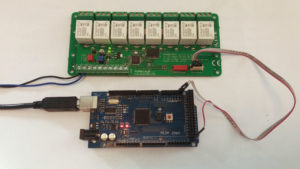 Picture 3: PoRelay8 board connected to Arduino Mega2560