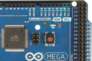 Picture 2: SDA and SCL connectors on Arduino Mega2560, GND is not displayed