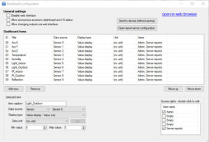 Picture 4: Web dashboard with some configured sensors