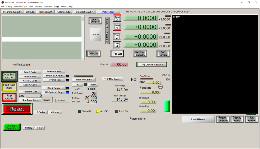 THC screen set Mach3 -option 2