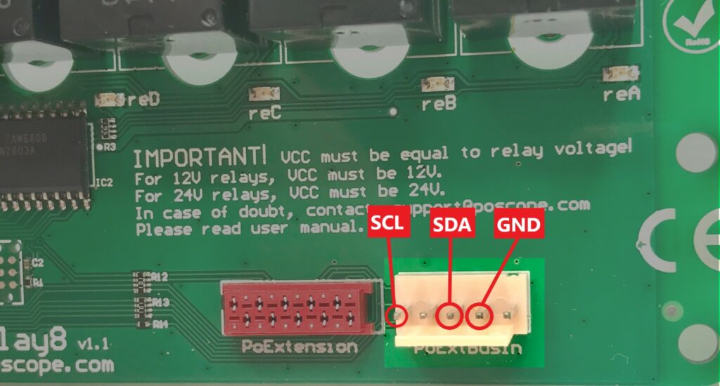 PoRelay8 I2C pinout