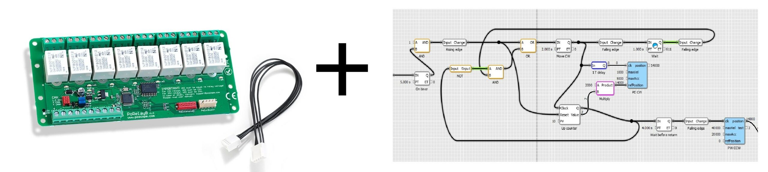 PoRelay8 smart relay board with PoBlocks functionality enabled