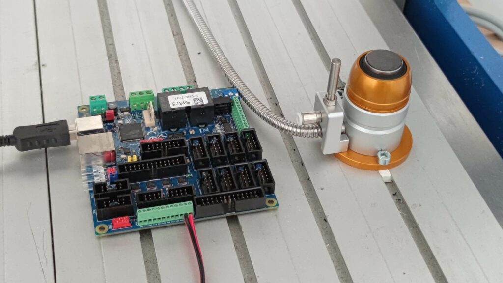 PoKeys57CNC connected and wired CNC tool setter with 