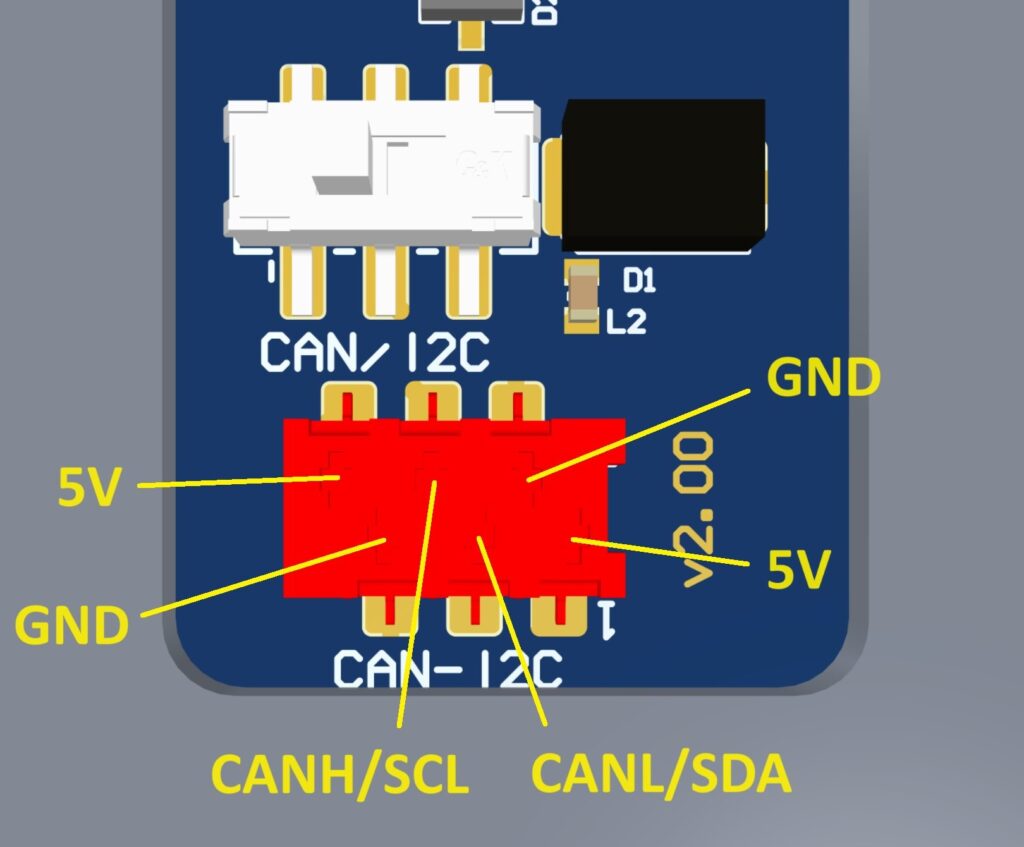 Pinout of the CNC keyboard for CAN bus connection or I2C